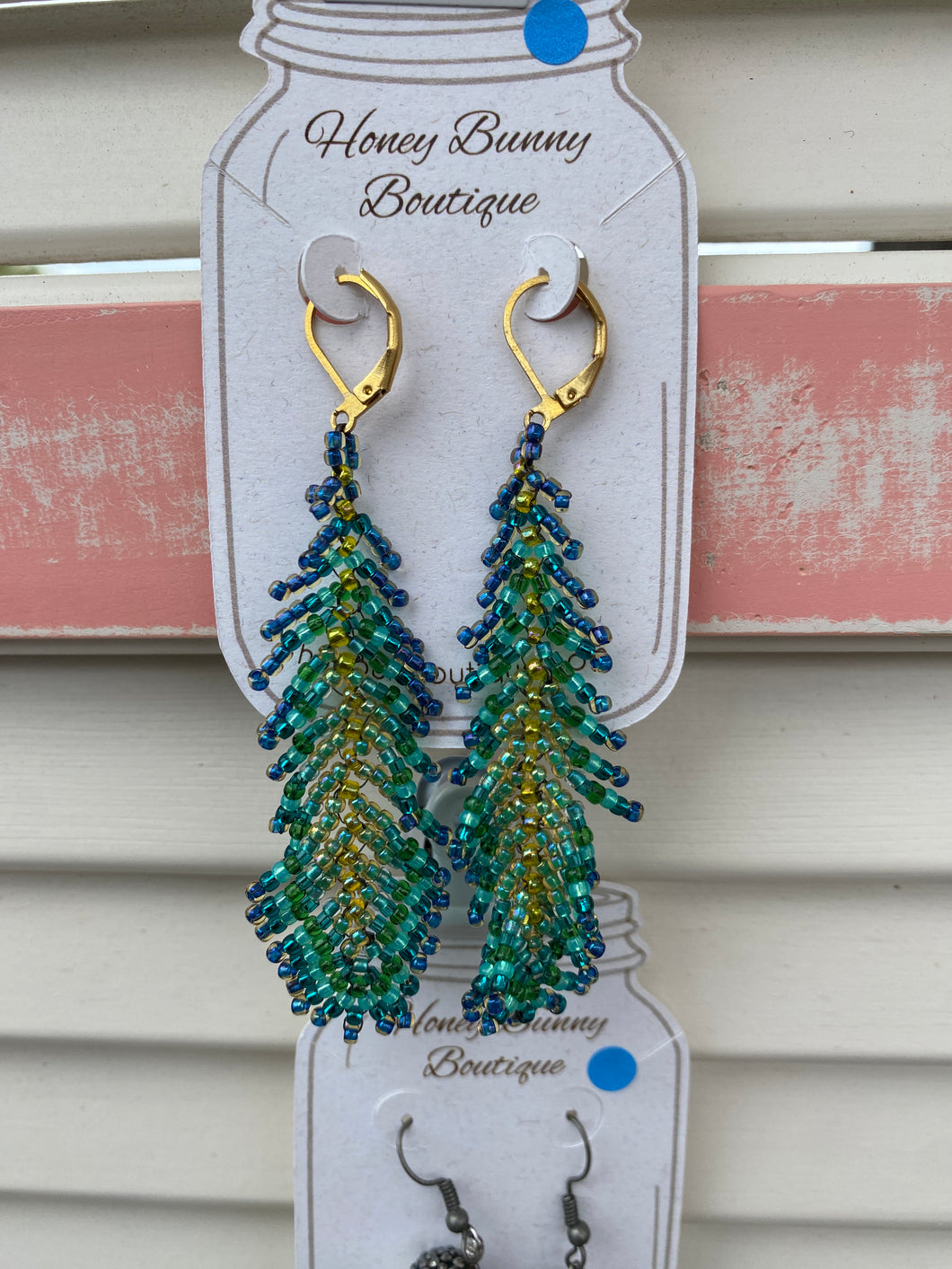 Teal Feather Earrings