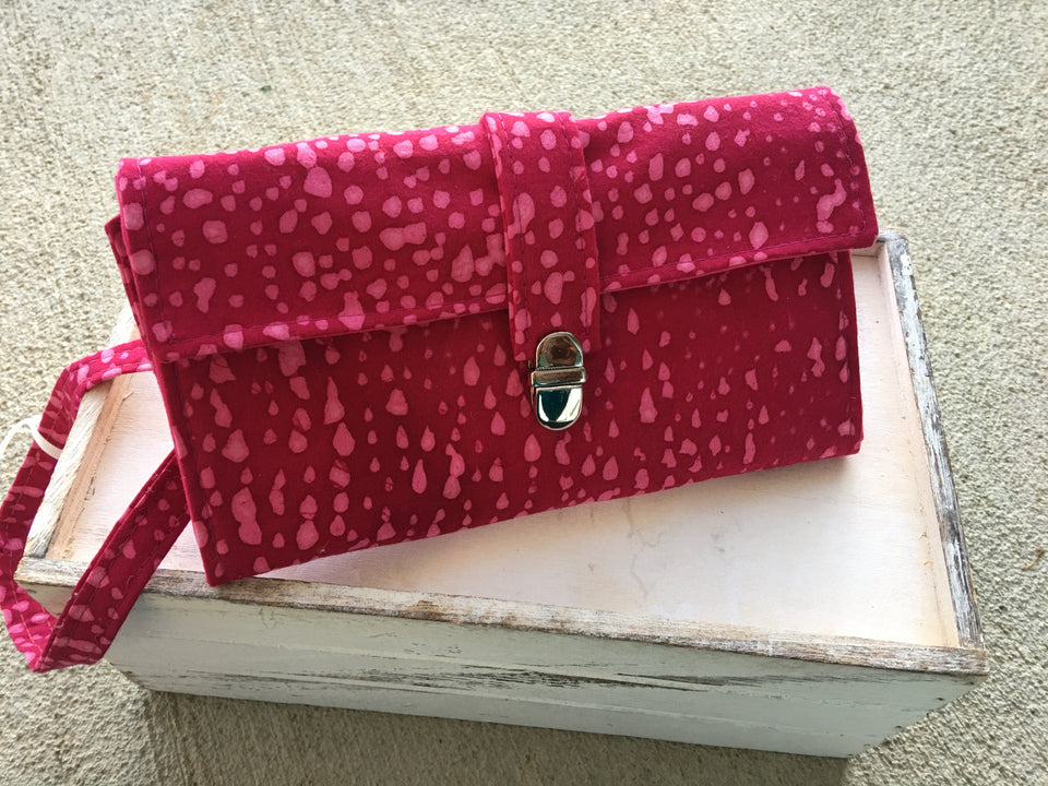 Pink wristlet with Silver chain