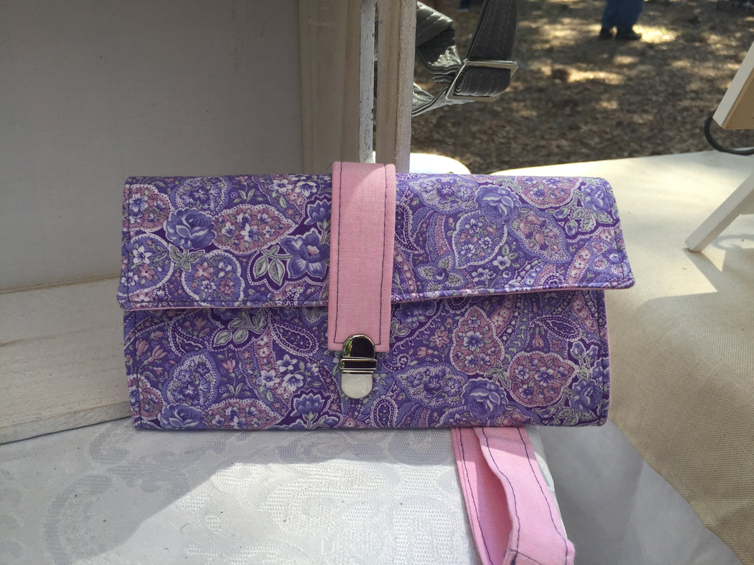 Purple Paisley Wristlet